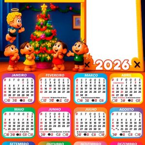 Calendário 2026 Natal da Mônica Arte Digital PNG