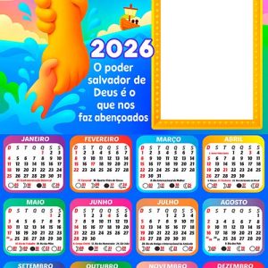 Calendário 2026 Nos faz abençoados Natal Arte Digital PNG