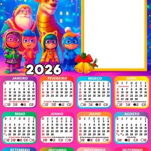 Calendário 2026 Os Patrulheiros Natal Arte Digital PNG