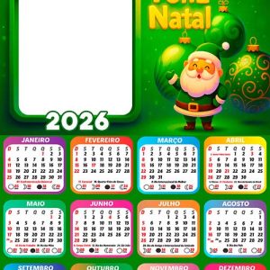 Calendário 2026 Papai Noel Verde Arte Digital