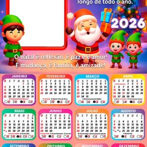 Calendário 2026 Reflexão Natal Frase Arte Digital