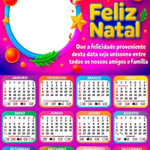 Calendário 2026 Natal com Mensagem Arte Digital