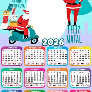 Calendário 2026 Natal Foto Infantil Papai Noel Arte Digital