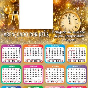 Calendário 2026 Abençoado Ano Novo Arte Digital PNG