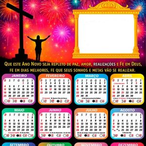 Calendário 2026 Ano Novo Próspero Arte Digital PNG
