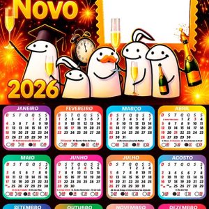 Calendário 2026 Bentô Réveillon Arte Digital PNG