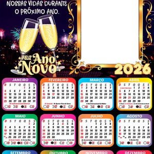 Calendário 2026 Cartão de Ano Novo Foto Montagem Arte Digital