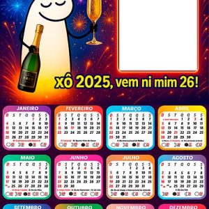 Calendário 2026 Feliz Ano Novo Bentô Flork Arte Digital PNG