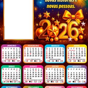 Calendário 2026 Final de Ano para Imprimir com Foto Arte Digital
