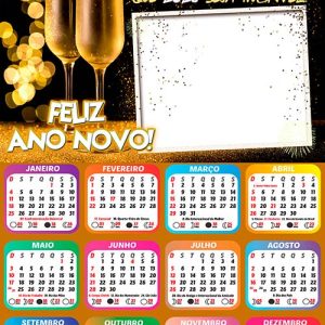 Calendário 2026 Réveillon Íncrivel Arte Digital PNG Ano Novo