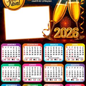 Calendário 2026 Um Brinde ao Ano Novo Arte Digital