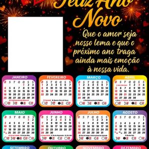 Calendário 2026 com Foto Ano Novo Empresarial Arte Digital