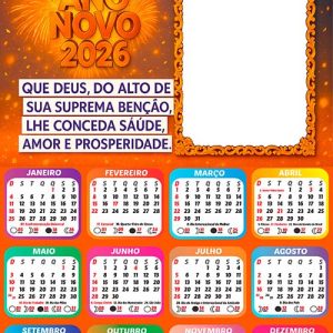 Calendário 2026 com Frase Amor e Prosperidade Arte Digital