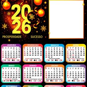 Calendário 2026 de Foto Final de Ano Feliz Arte Digital PNG