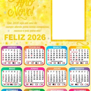 Foto Calendário 2026 de Feliz Ano Novo Grátis Arte Digital PNG
