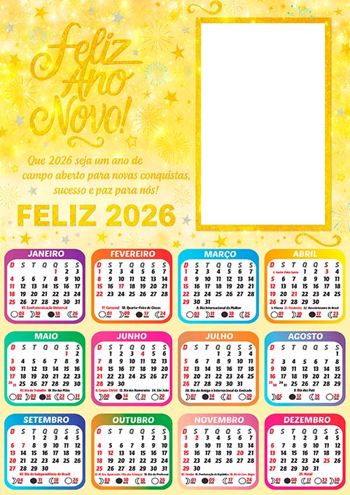 Foto Calendário 2026 de Feliz Ano Novo Grátis Arte Digital PNG