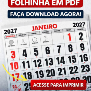 Calendário 2027 em PDF Folhinha