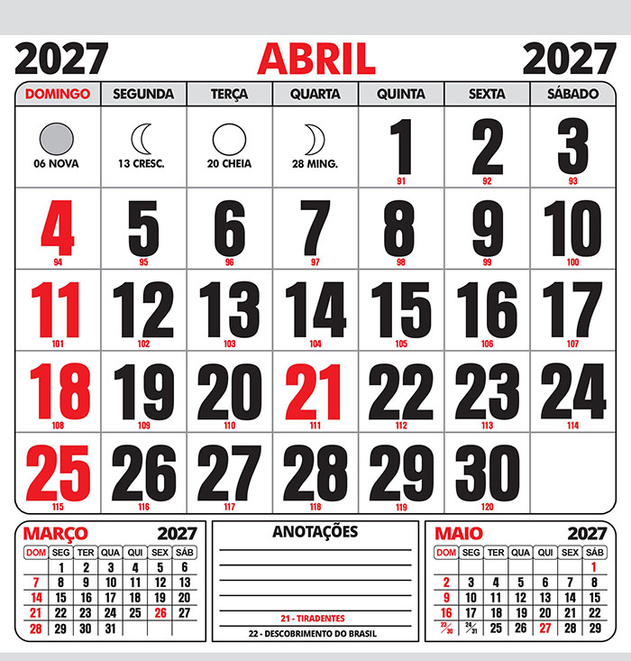 Calendário 2027 Folhinha Vetor CDR Editável - Imagem 4