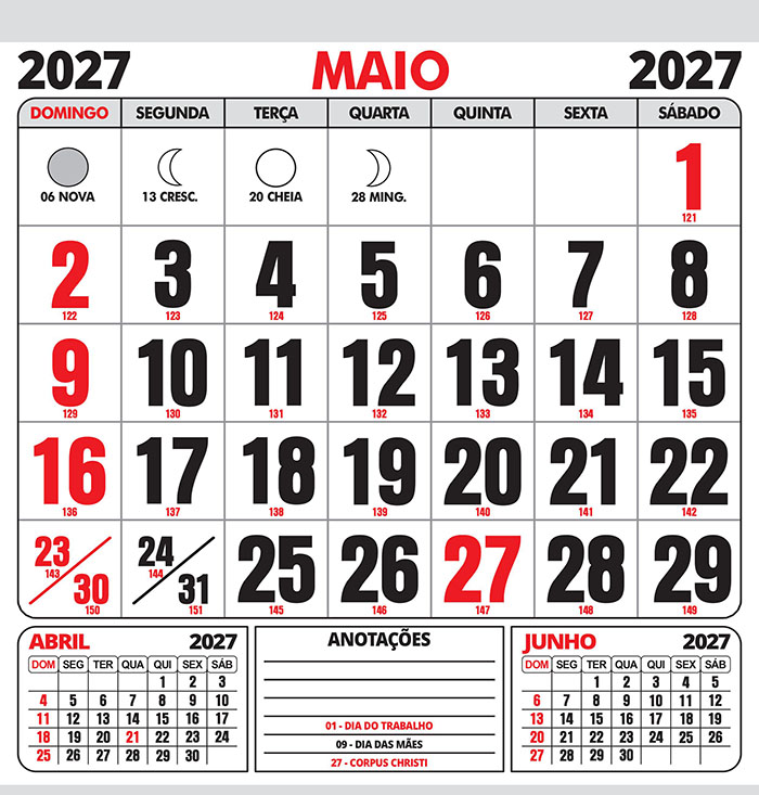Calendário 2027 Folhinha Vetor CDR Editável - Imagem 5