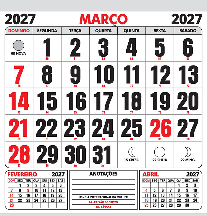 Calendário 2027 Folhinha Vetor CDR Editável - Imagem 3