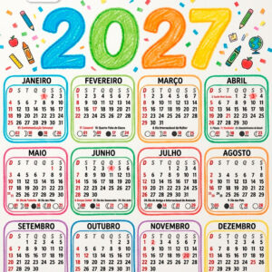 Calendário 2027 PDF Desenho Imprimir e Colorir