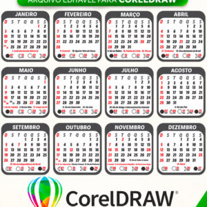 Calendário 2027 com Feriados em CDR Vetor Preto