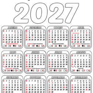 Calendário 2027 Desenho para Imprimir Vetor CDR Editável