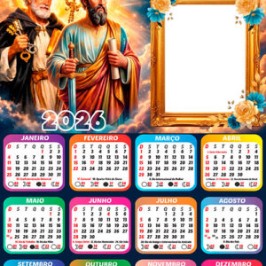 Calendário 2026 São Pedro e São Paulo Arte Digital PNG