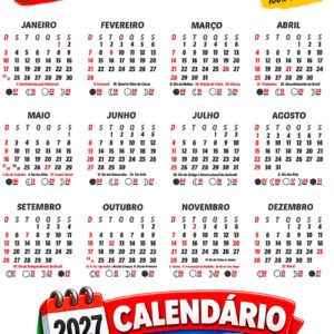 Base de Calendário 2027 em CDR para Editar Fundo Transparente