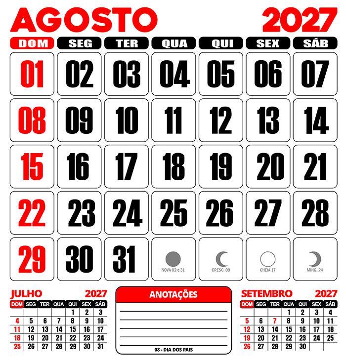 Calendário 2027 de Parede Folhinha CDR Editar e Imprimir - Imagem 9