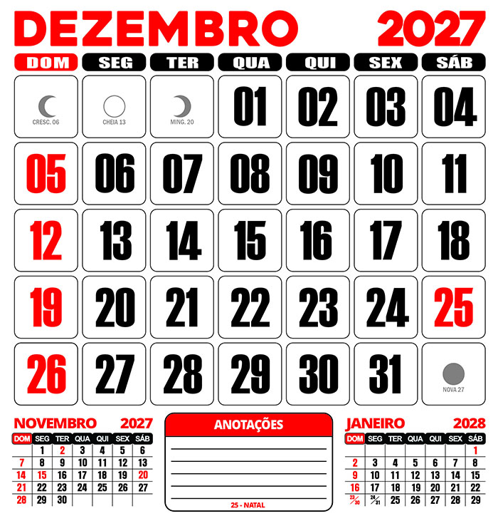 Calendário 2027 de Parede Folhinha CDR Editar e Imprimir - Imagem 13