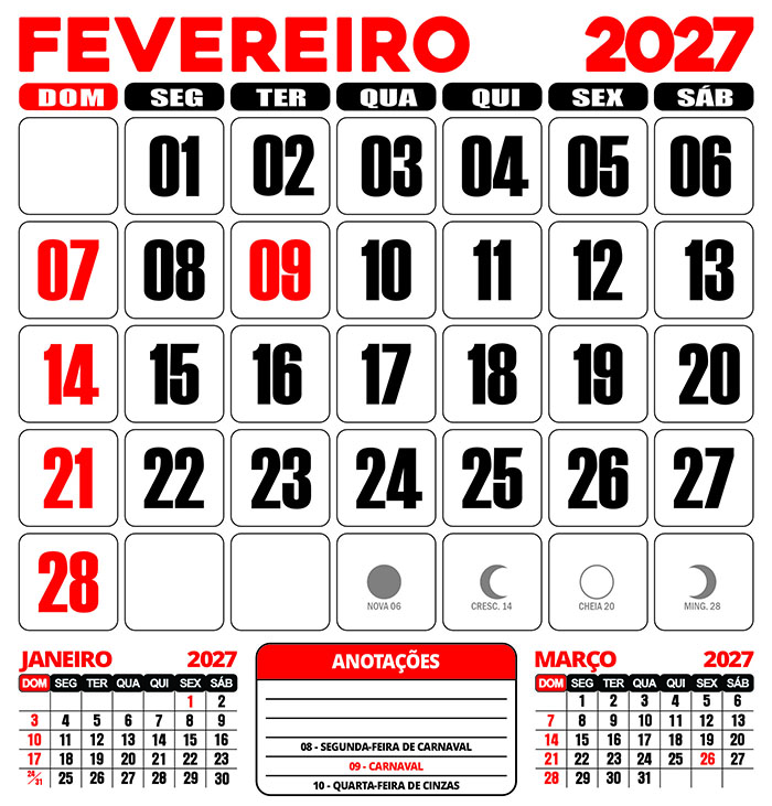 Calendário 2027 de Parede Folhinha CDR Editar e Imprimir - Imagem 3