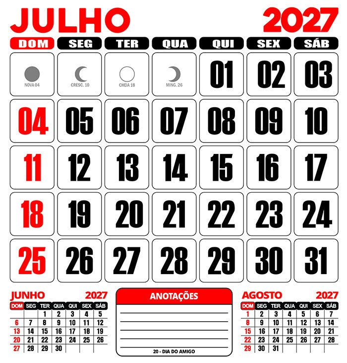 Calendário 2027 de Parede Folhinha CDR Editar e Imprimir - Imagem 8