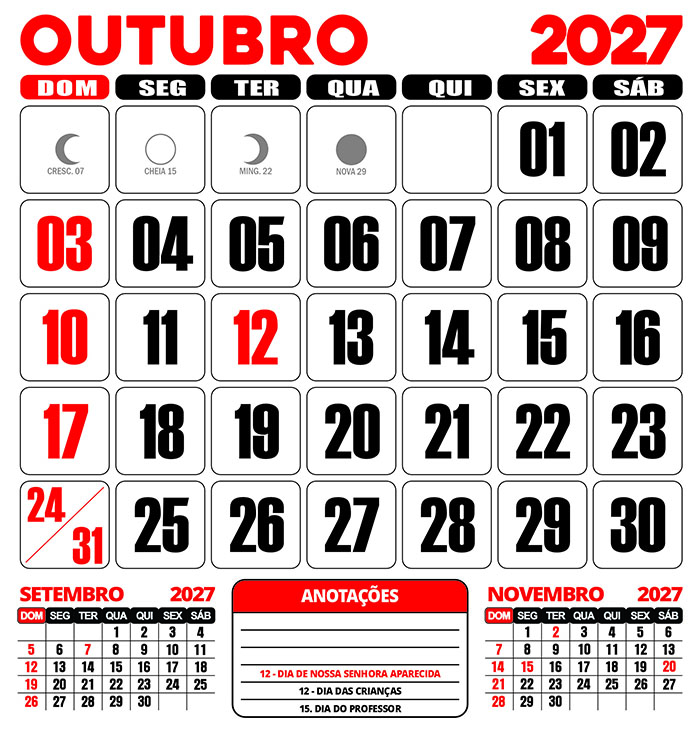 Calendário 2027 de Parede Folhinha CDR Editar e Imprimir - Imagem 11