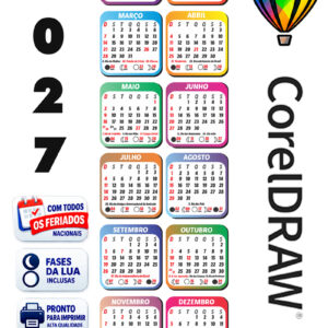 Calendário 2027 Vertical Colorido CDR Vetor Completo