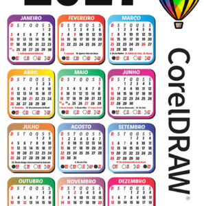 Calendário 2027 de Bolso Colorido Feriado Completo