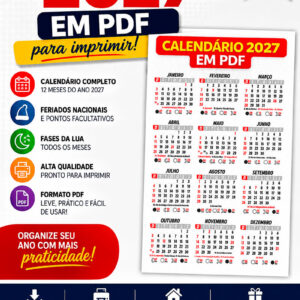 Calendário de Bolso 2027 em PDF para Imprimir